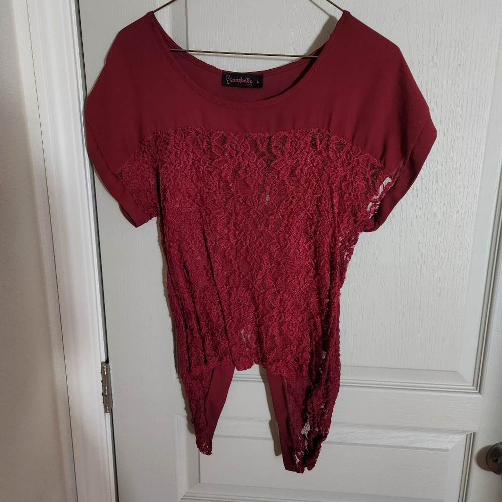 Annabelle Red Lace Open Back Top